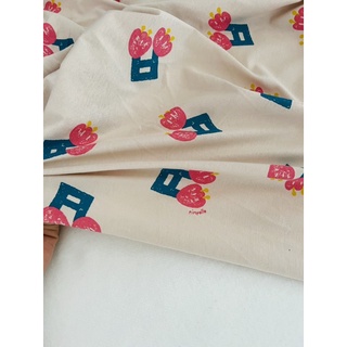 vải thun cotton 2c Hàn hình hoa