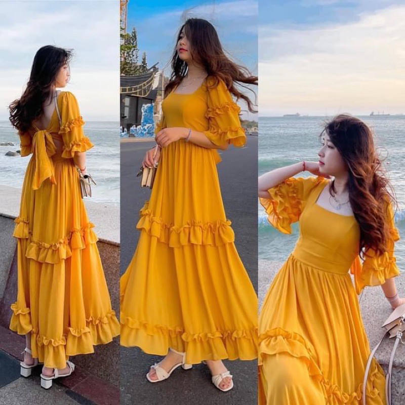 Đầm maxi tầng nơ lưng 10567 | BigBuy360 - bigbuy360.vn