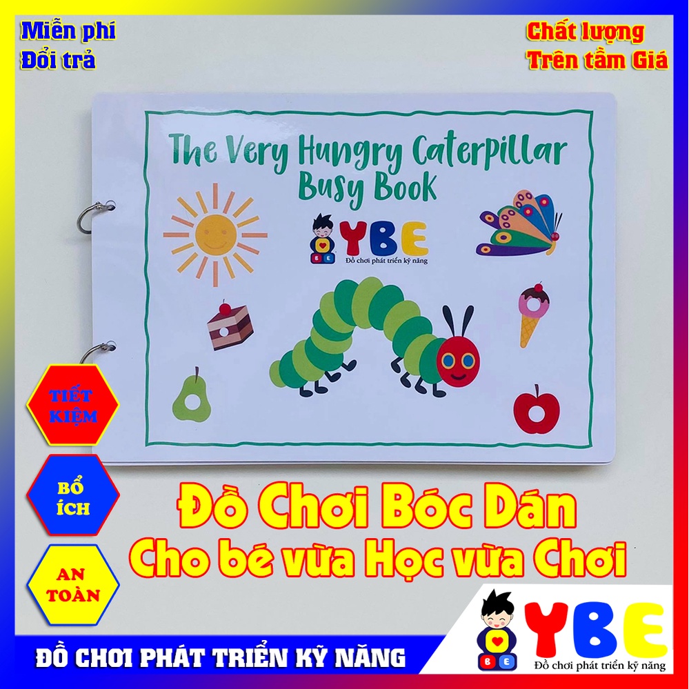Bộ đồ chơi học liệu bóc dán Chú Sâu háu ăn cho bé nam nữ phát triển kỹ năng, trí tuệ vừa học vừa chơi theo montessori
