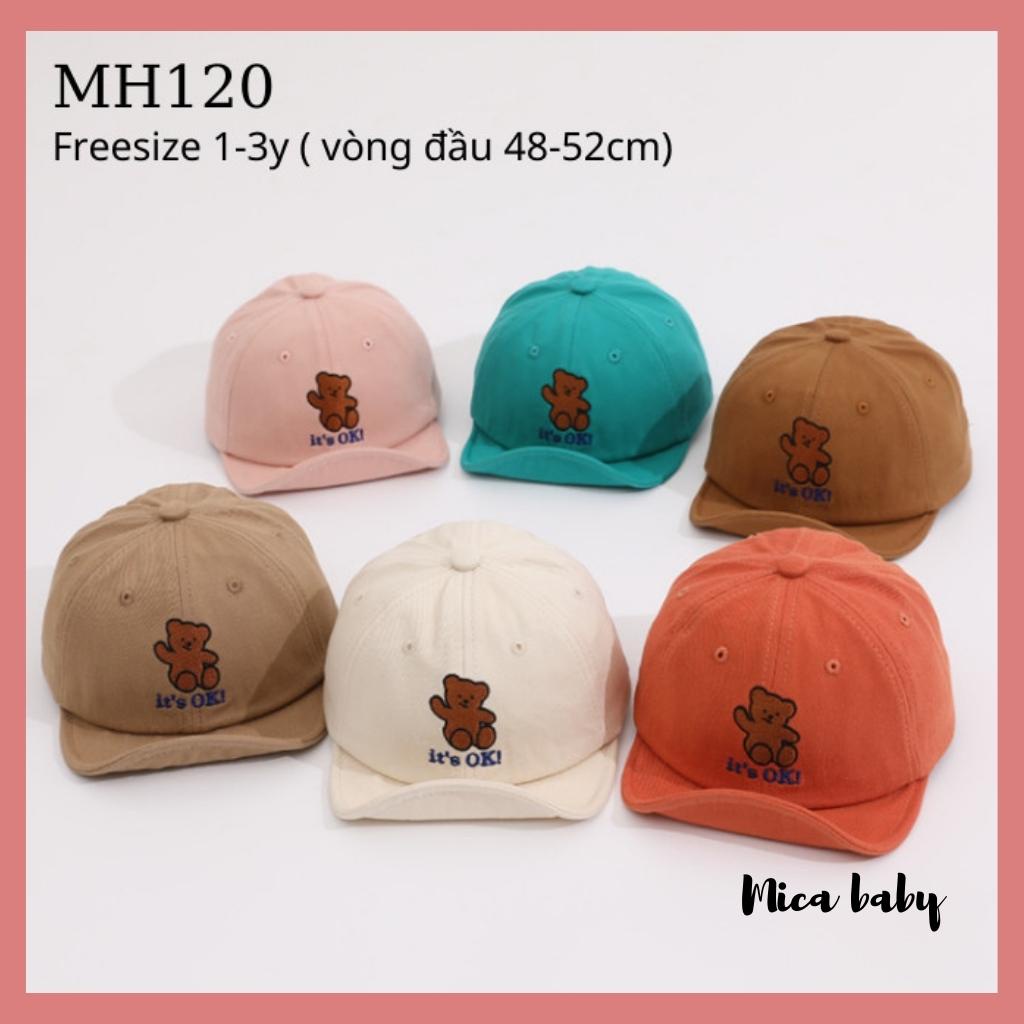 Mũ lưỡi trai hình gấu kèm chữ dễ thương cho bé MH120 Mica Baby