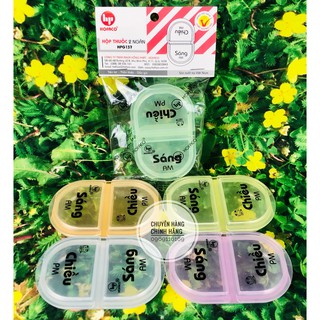 Hộp chia thuốc 2 ngăn HPG137 - Hộp thuốc cầm tay siêu tiện lợi nhựa cao cấp HOFACO