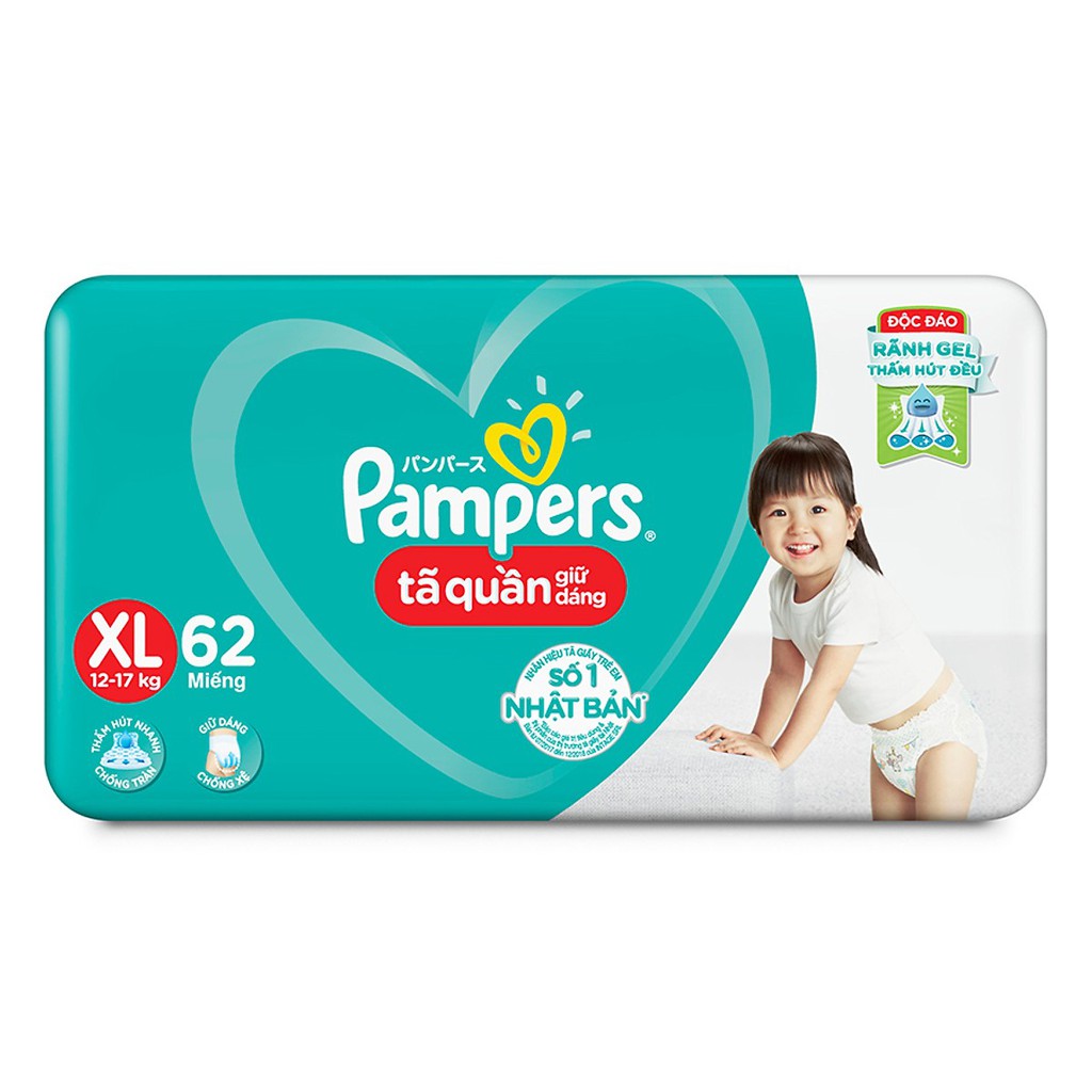 Tã quần Pampers giữ dáng M60/L54/XL48/XXL44/M74/L68/XL62/XXL56/L36/L60