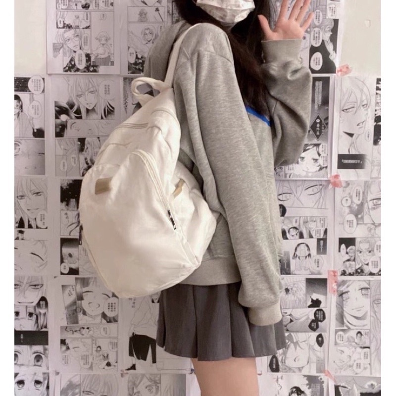 Balo Trơn Ullzang Hàn Quốc Chất Thô Mềm Cao Cấp