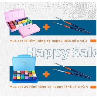 Màu nước dạng thạch Himi Gouache pan set TẶNG 2 cây CỌ HAPPY-Dụng cụ vẽ