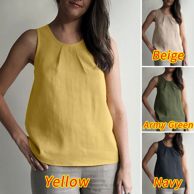 Áo thun ZANZEA không tay thời trang sành điệu cho nữ