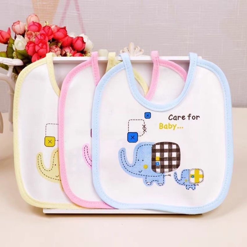 Yếm ăn dặm cho bé yếm vải chống thấm hình voi có dây buộc Y05 Homedy Kids