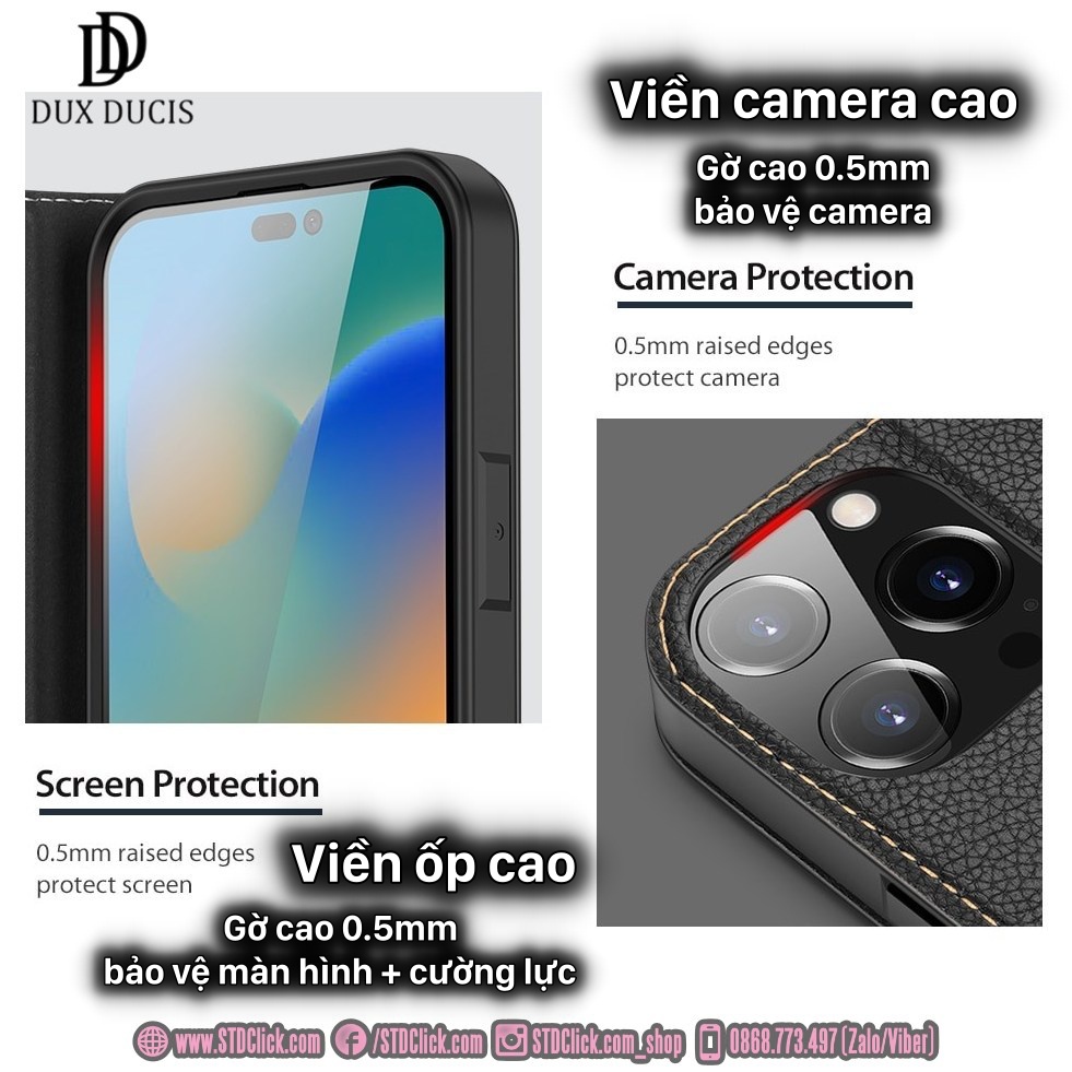 BAO DA IPHONE 14 PRO MAX - 14 PRO - 14 PLUS - 14 DUX DUCIS SKIN X2 CHÍNH HÃNG NẮP GẬP TỰ HÍT