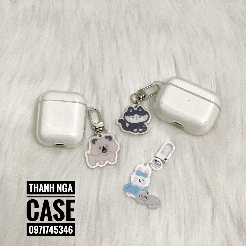 Case Airpod 1/2/Pro/Ap3 trong suốt cao cấp kèm móc sắt