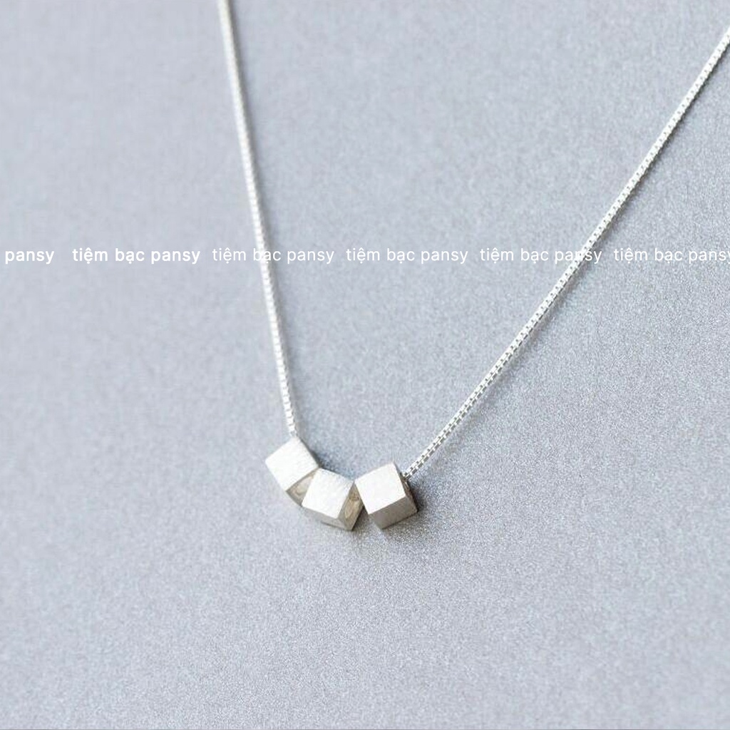 Dây chuyền bạc nữ PANSY hình khối vuông trendy - Vòng cổ mặt vuông nhỏ bằng bạc ta cao cấp