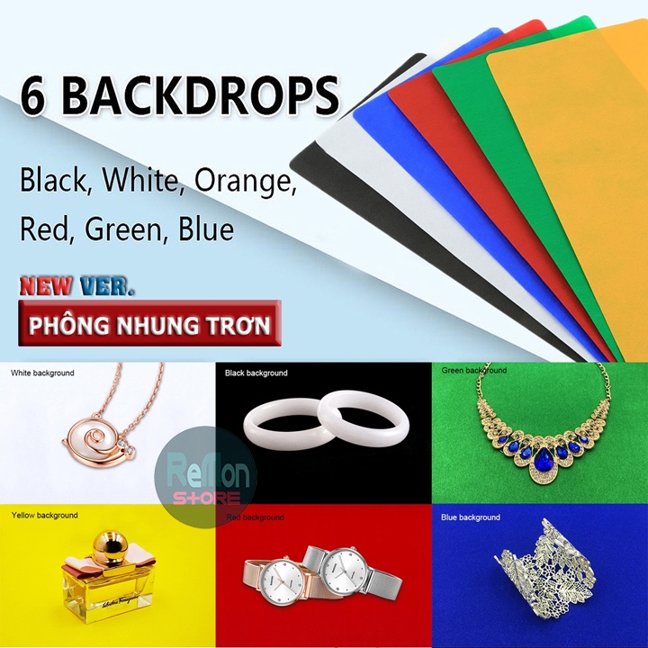 Hộp chụp sản phẩm Puluz 2 bảng LED 6 màu Backdrops size 24x23x22cm