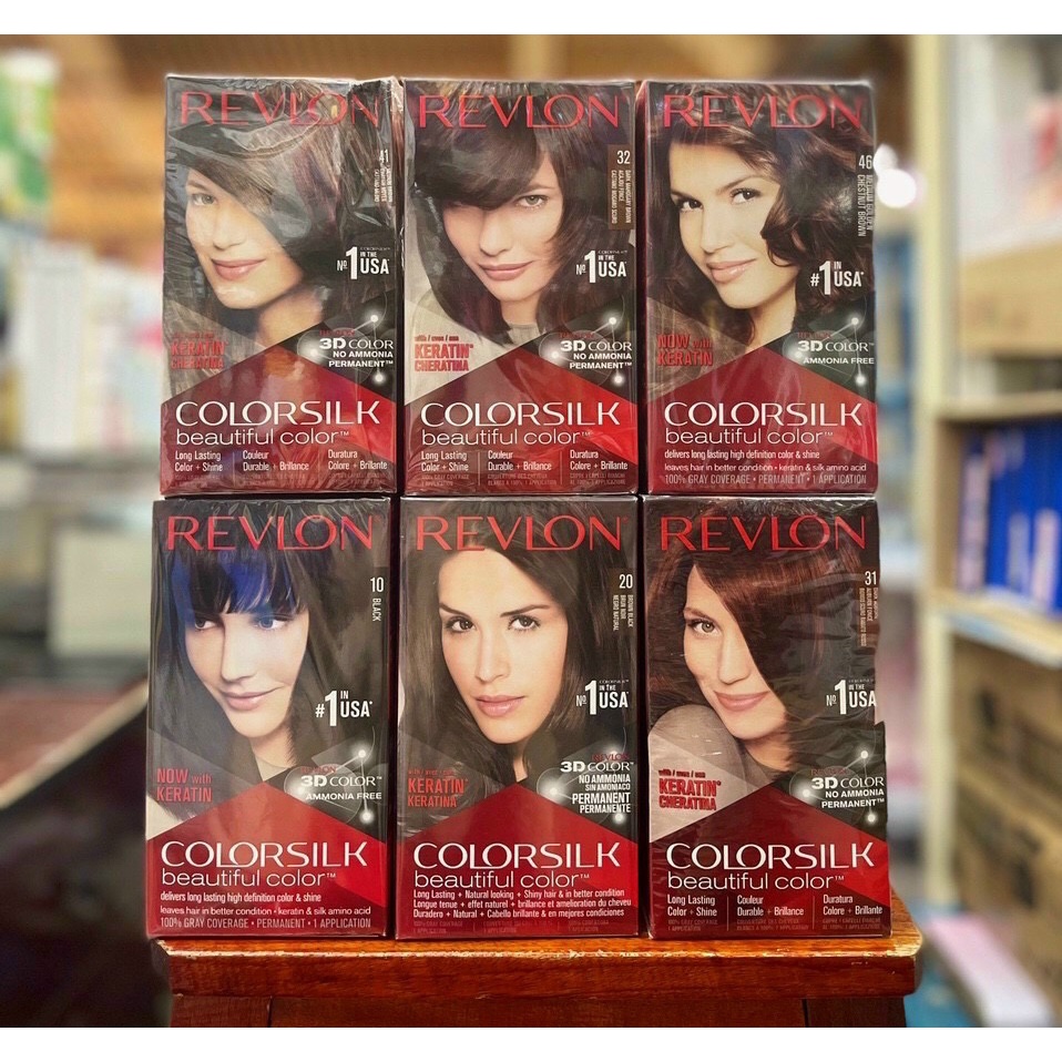 Thuốc Nhuộm Tóc REVLON COLORSILK 3D Keratin Số 1 tại Mỹ.