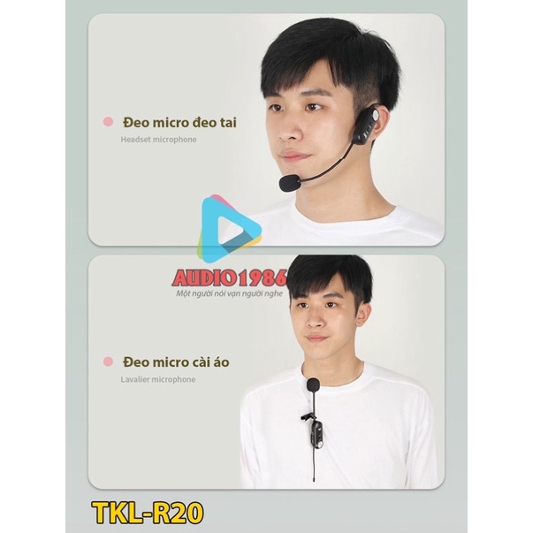 Máy trợ giảng TKL R20 UHF 1 micro cài ve áo 1 mic đeo tai nói song song