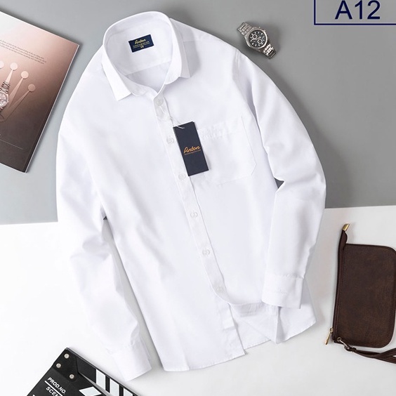 Áo Sơ Mi Nam Công Sở.áo sơ mi nam công sở Dài Tay Trắng Trơn Có Túi Ngực.