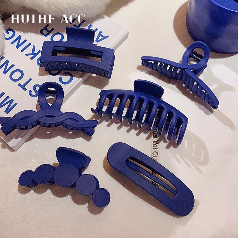 Kẹp Tóc Đính Hạt Acrylic Màu Xanh Dương Phong Cách Hàn Quốc Thời Trang