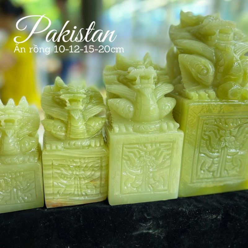 Ấn Rồng Đá Ngọc Hoàng Long  và Ngọc Pakistan  cao 10cm