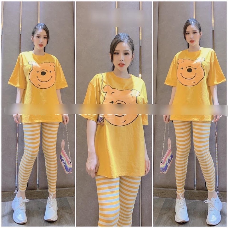 Bộ gấu Pooh quần sọc siêu Hot