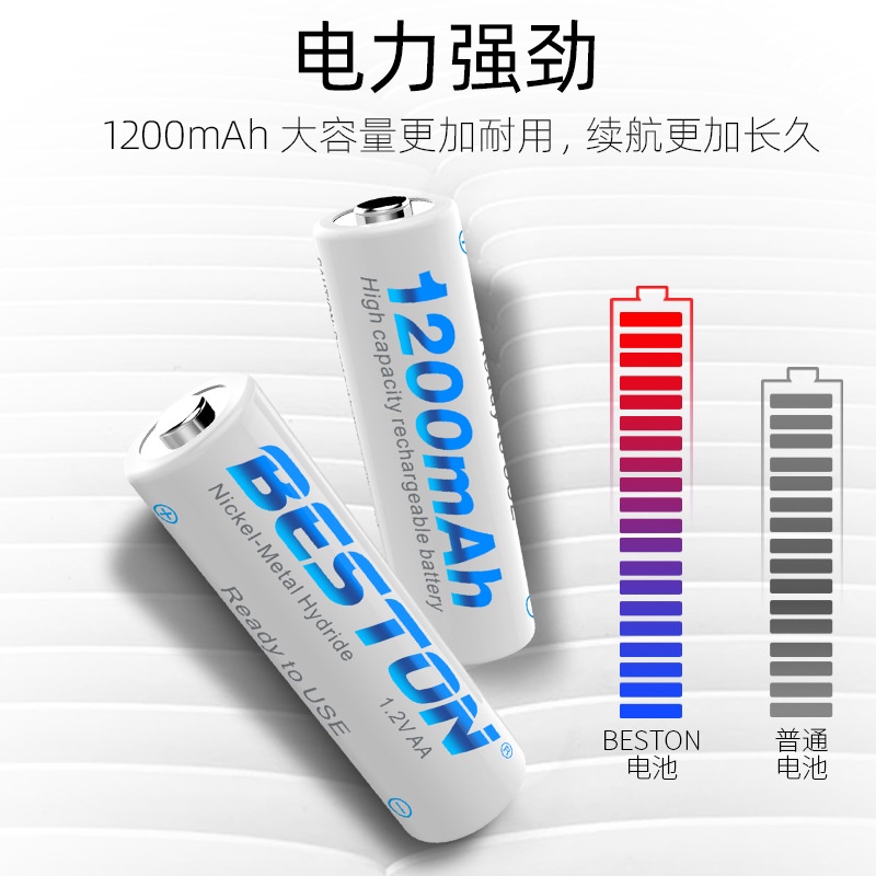 Pin Sạc AA Beston 1200mAh Cho Micro Karaoke loa, đồ chơi trẻ em, đồng hồ, thiết bị điện tử, đèn flash, pin máy ảnh