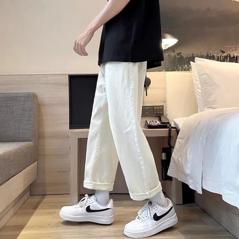 Quần jean nam baggy Cạp Chun, Quần Bò Nam Ống Rộng, Điều Chỉnh Eo Linh Hoạt, Chất Bò Cao Cấp, Phong Cách Hàn Quốc )(b