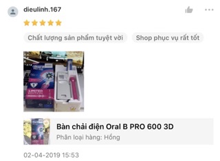 Bàn chải đánh răng điện Oral-B Pro600