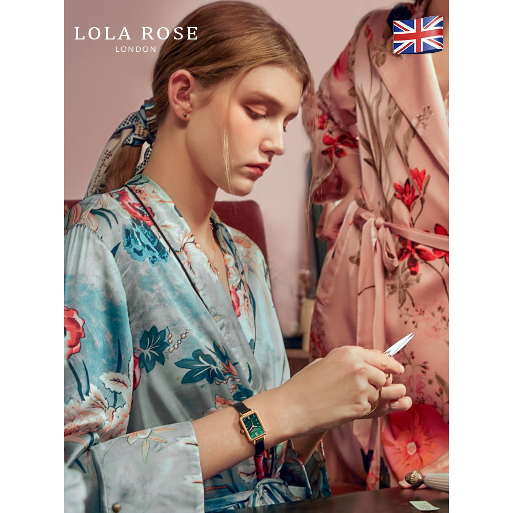 Đồng hồ nữ dây da Lolarose mặt chữ nhật đá malachite may mắn dây đeo thoát hơi tốt LR2136 | BigBuy360 - bigbuy360.vn