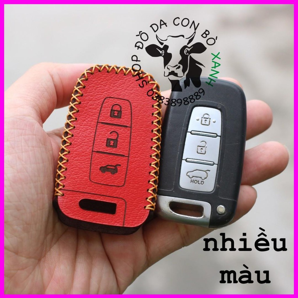 Bọc Da Chìa Khoá Kia Morning, Rio, Sorento, Sportage, Optima, K5 khắc tên sđt handmade Da Thật 003