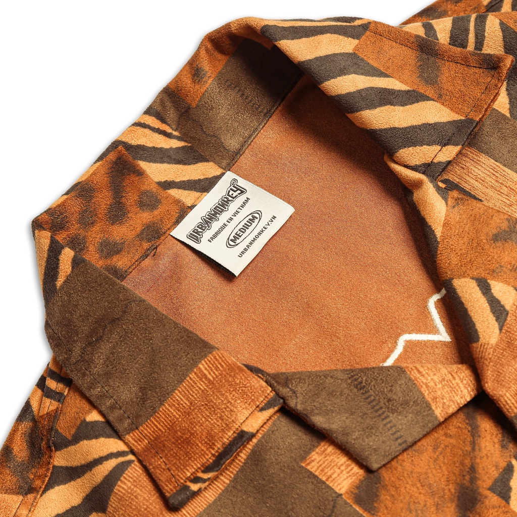 Áo Sơ Mi Nam Unisex Urban Monkey Club Vibes Shirt 3.0 Da Lộn Cao Cấp Họa Tiết Logo Kim Loại Logo Brand Đ