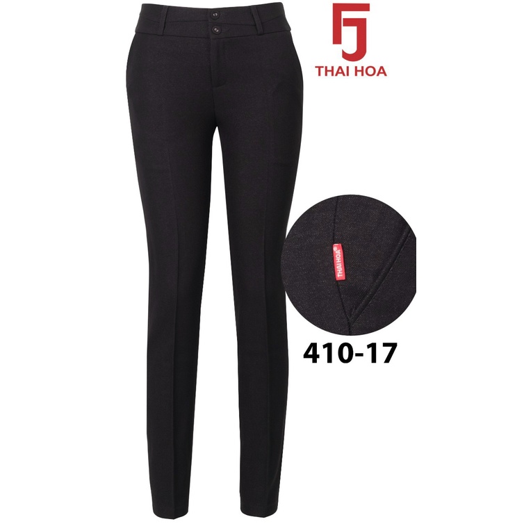 Quần Tây Thái Hòa màu đen vải mềm ánh kim 410-17
