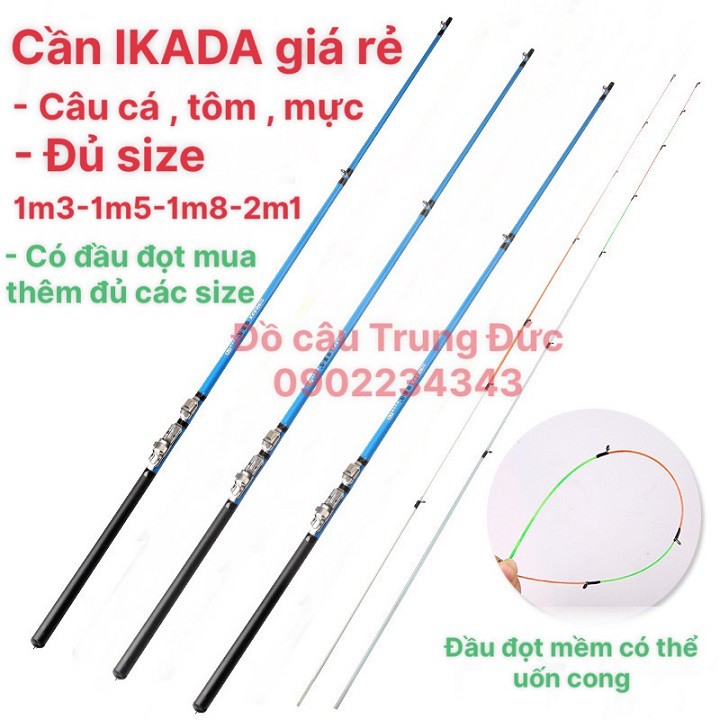 Cần ikada đọt mềm, Cần câu cá, câu tôm, câu mực giá rẻ IK10