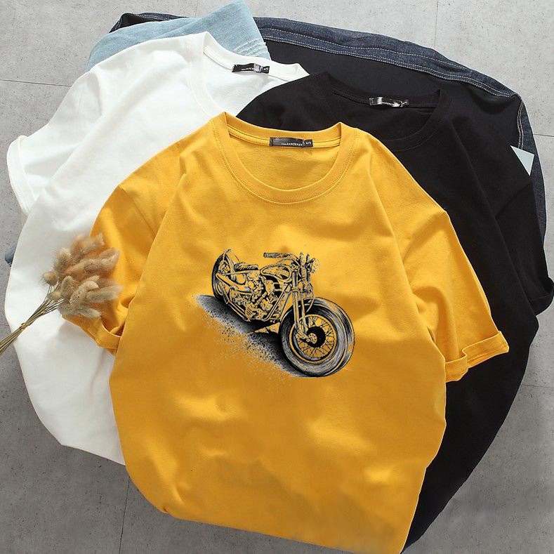 Áo thun tay lỡ nam nữ họa tiết xe máy vải dày mịn 20T2747