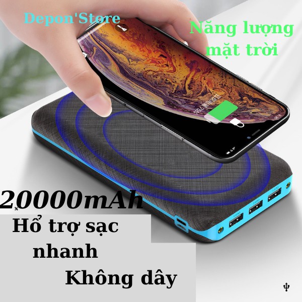 (SẠC 4-7 LẦN )Sạc Dự Phòng Sạc Năng Lượng Mặt Trời Solar Power Bank,Tự Nạp Pin Khi Có Ánh Sáng