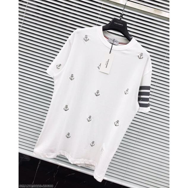 Áo Thom Browne cổ tròn Viền Tay Trắng Cao Cấp - Áo Thun Nam Thome Viền Cao Cấp