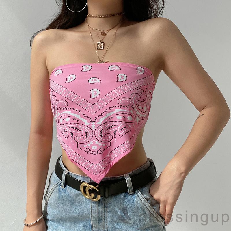 Áo croptop không tay họa tiết in ấn thời trang mùa hè quyến rũ cho nữ | BigBuy360 - bigbuy360.vn