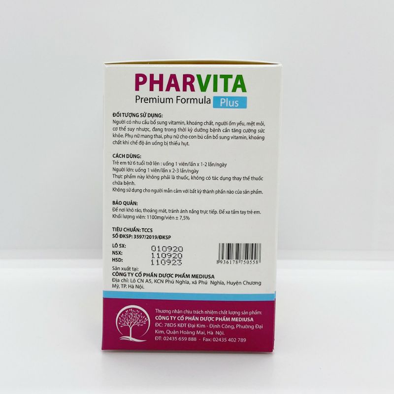 Vitamin tổng hợp PHARVITA PLUS bồi bổ cơ thể, bổ sung khoáng chất,tăng cường đề kháng