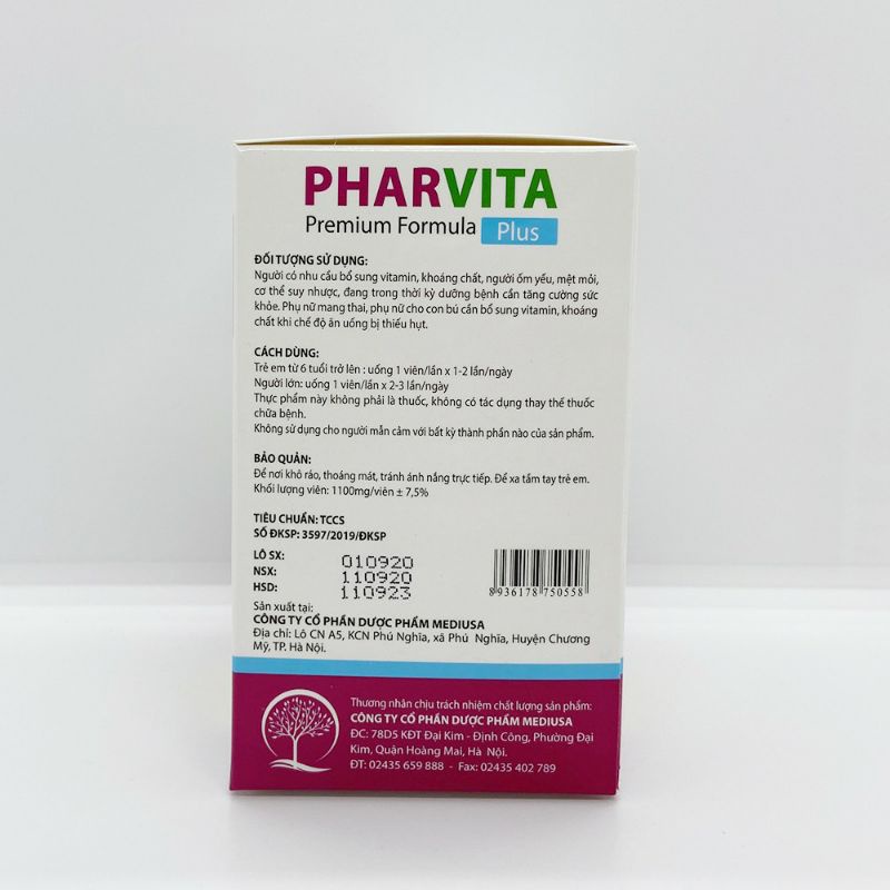 Viên uống PHARVITA PLUS bồi bổ cơ thể, bổ sung khoáng chất