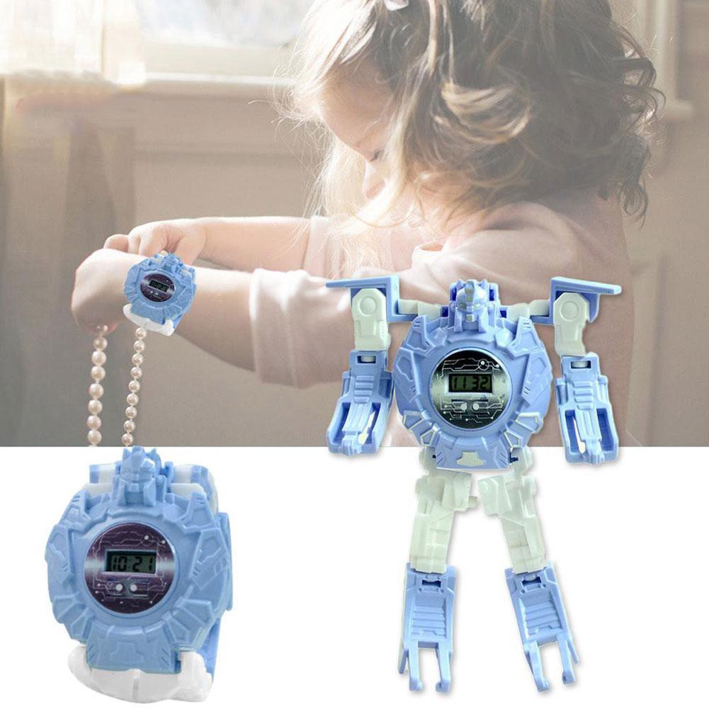 TRANSFORMERS Hoạt Hình Đồng Hồ Điện Tử Hình Robot Biến Hình Cho Bé