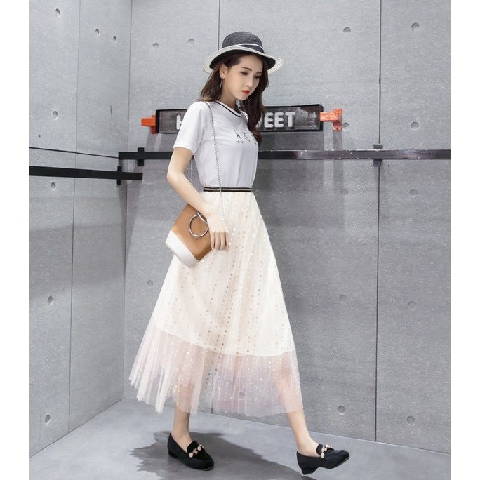 chân váy voan kim tuyến 40-90kg