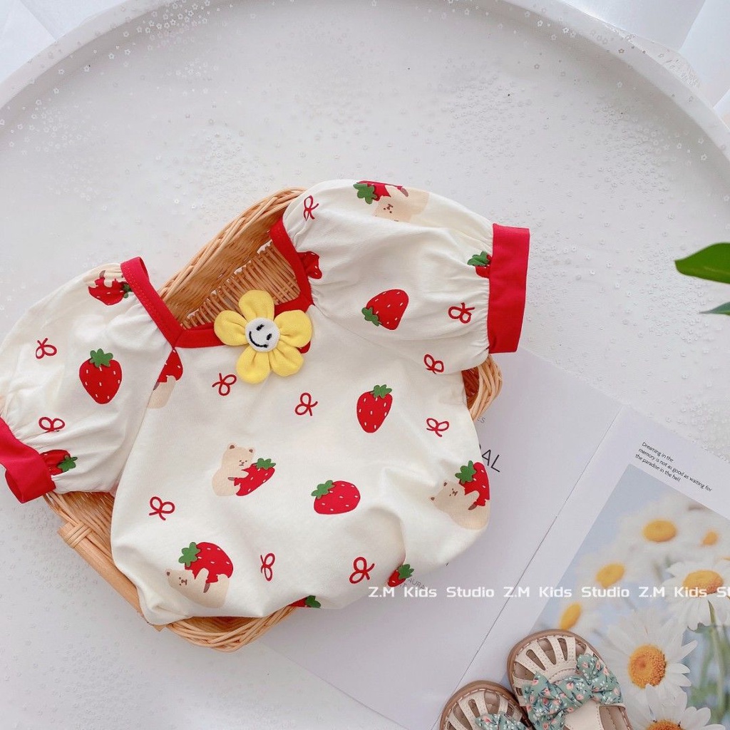 Áo Thun Tay Ngắn In Hình Quả Dâu Dễ Thương Phong Cách Hàn Quốc Cho Bạn Gái