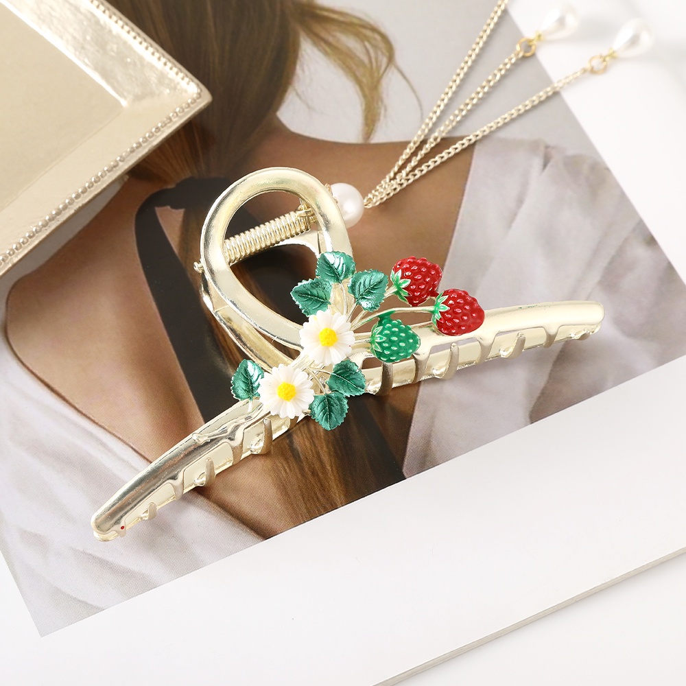 Kẹp Tóc Càng Cua Lớn Hình Hoa Đính Ngọc Trai Bằng Hợp Kim Thời Trang Hàn Quốc Cho Nữ