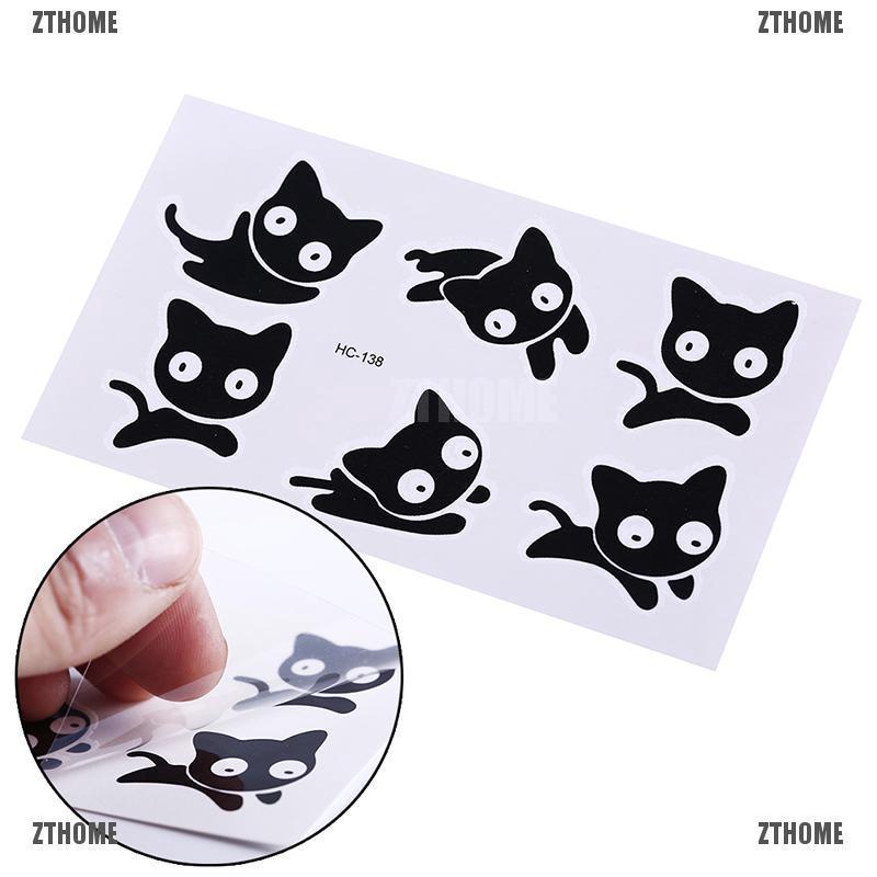 1 Tấm Sticker Dán Hình Xăm Tạm Thời Hình Mèo Chống Nước