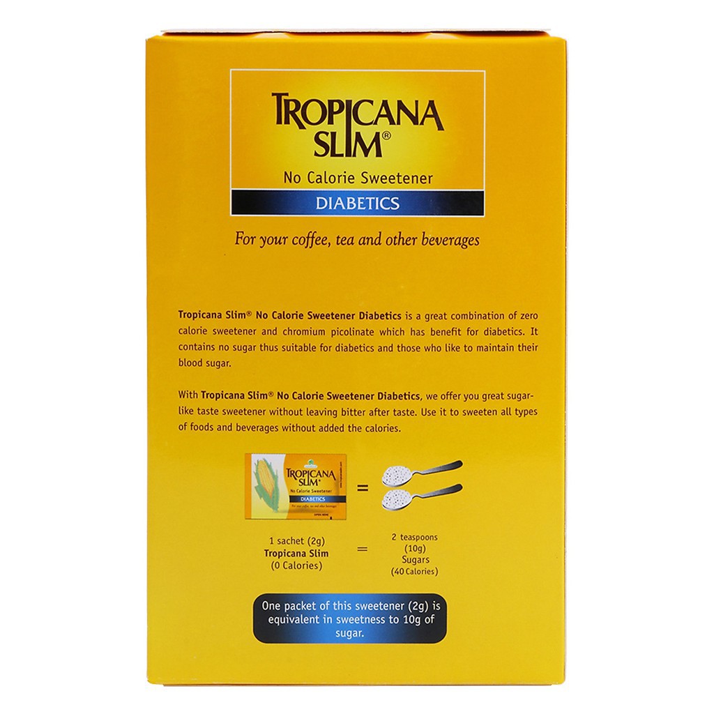 Hộp 50 Gói Đường Bắp Ăn Kiêng Diabetics Thương Hiệu Tropicana Slim - Nhập Khẩu Indonesia