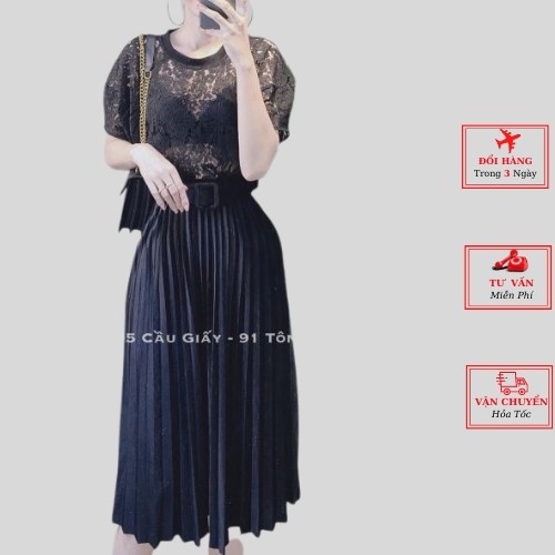 Chân váy nữ công sở xếp ly dáng dài ulzzang Hàn Quốc phong cách bánh bèo