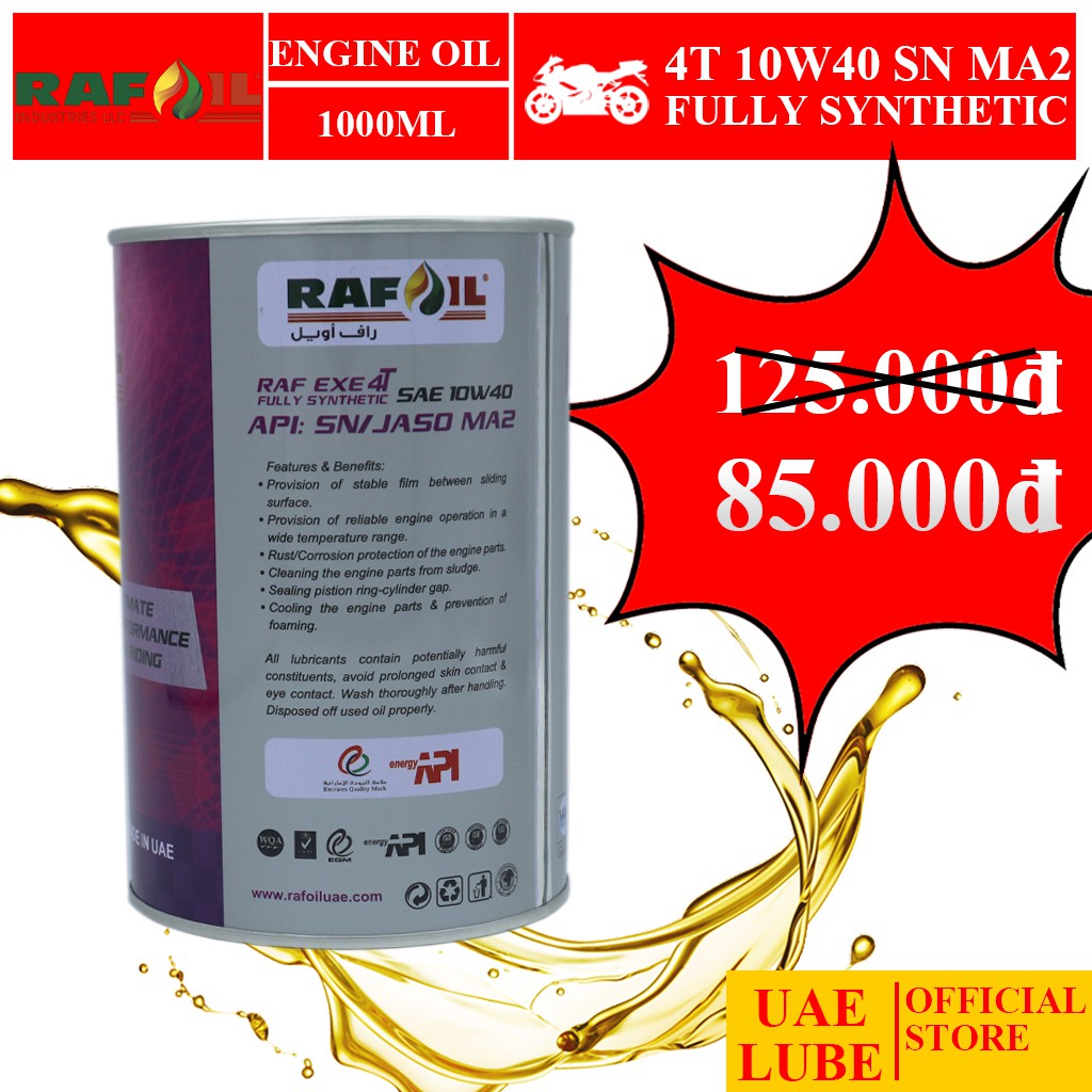 Combo 6 chai nhớt Raf Oil 10W40 1L tổng hợp toàn phần