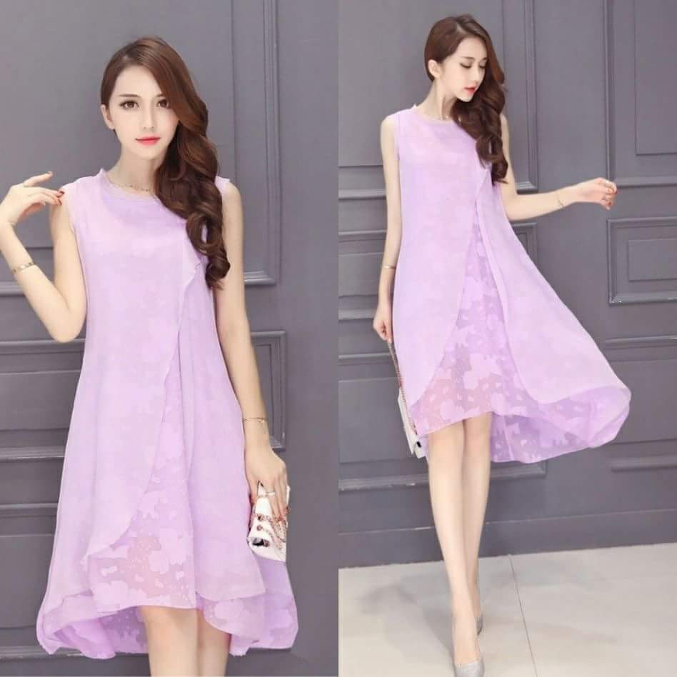 ĐẦM SUÔNG FORM RỘNG PHỐI REN - HÀNG NHẬP KHẨU