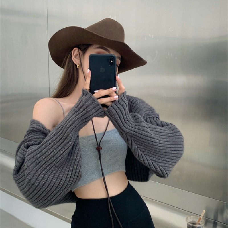 Áo khoác len ngắn tay dài thời trang quyến rũ cho nữ | BigBuy360 - bigbuy360.vn