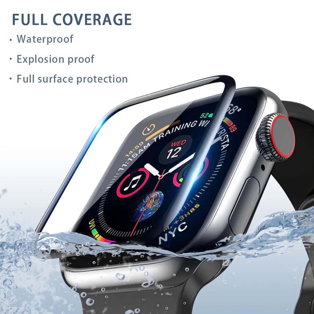 Kính Cường Lực 3D 40mm / 44mm Chống Nước Bảo Vệ Màn Hình Đồng Hồ Apple Watch 6