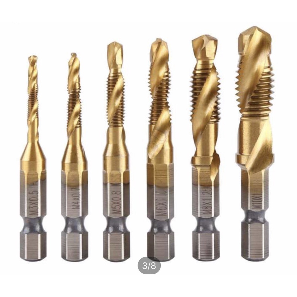Bộ Taro Tạo Zen Siêu Bền Dành Cho Máy Khoan Chân Lục Giác Tạo Ren Doa Âm Mũ Vít M3-M10 Phủ Titanium siêu bền