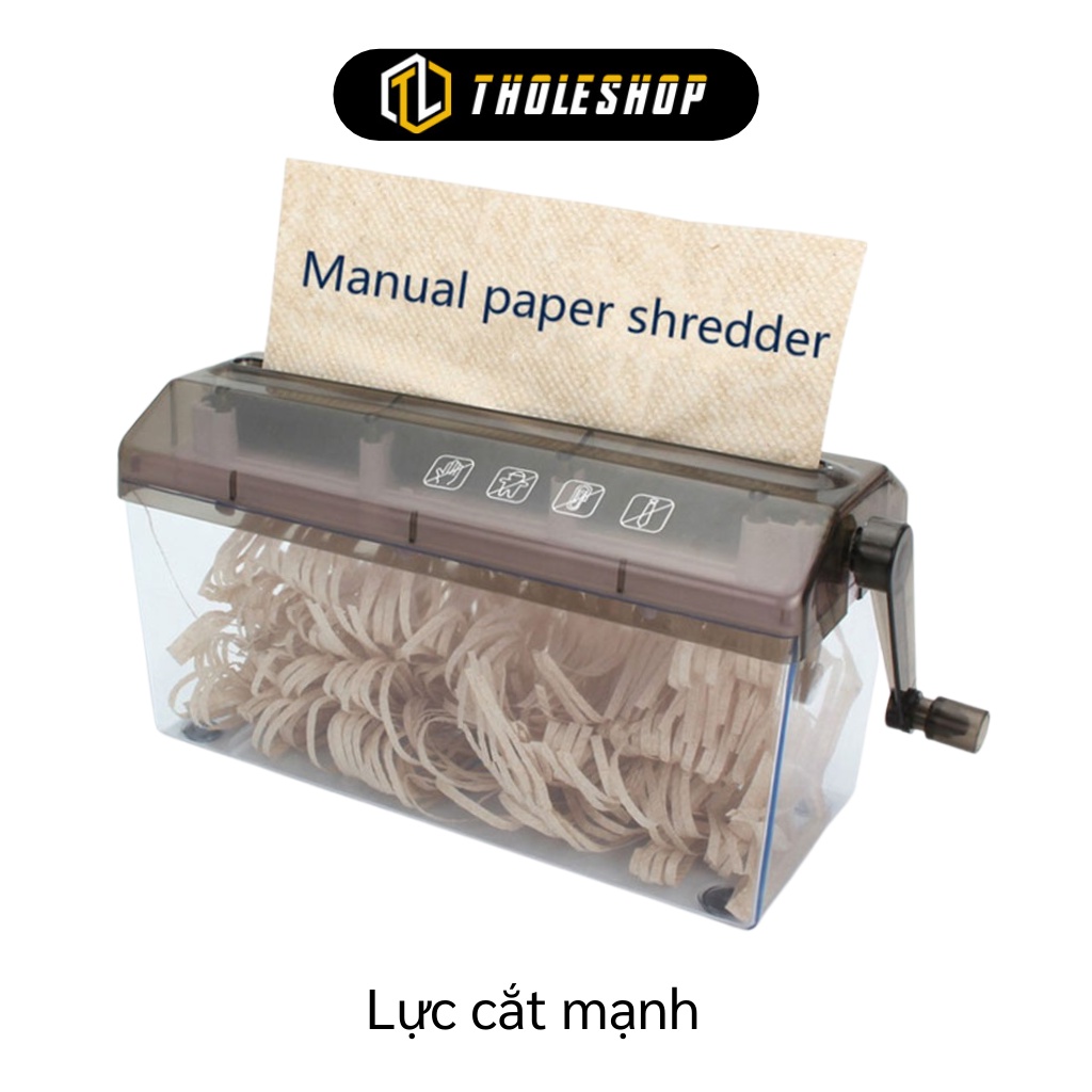 Máy cắt giấy huỷ tài liệu Shredder A4 thủ công cao cấp màu đen - Dụng cụ cắt giấy thành sợi 1007