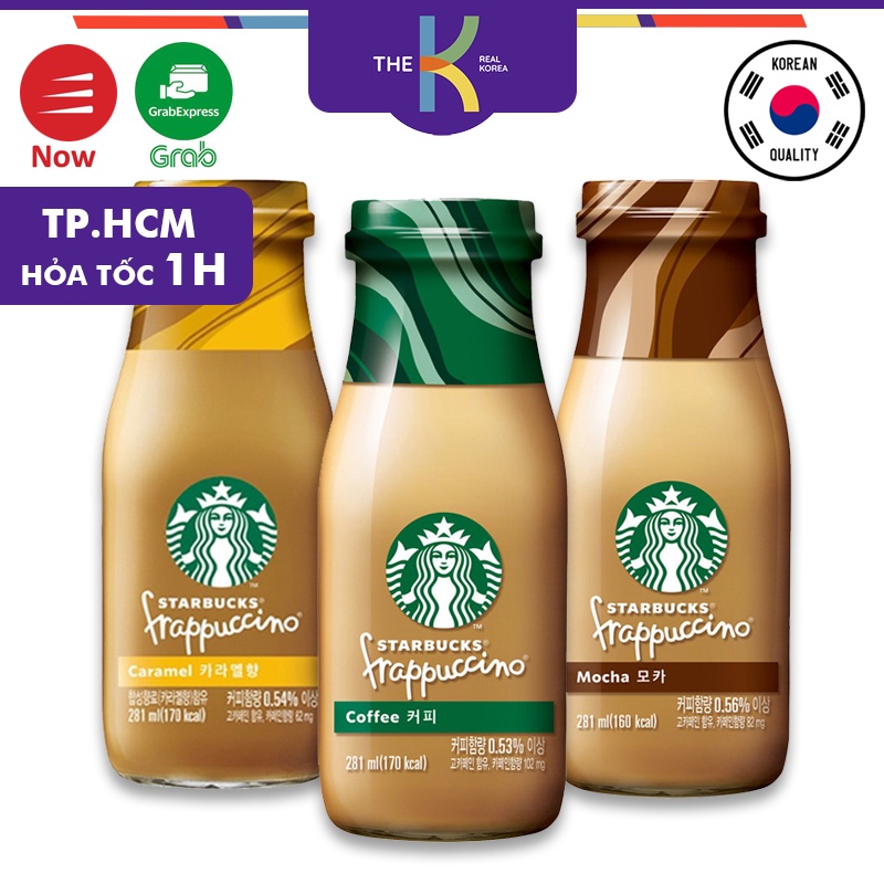 Cà phê sữa đóng chai thủy tinh Starbucks Frappuccino 281ml 3 Hương vị - (스타벅스) 모카 / 카라멜 / 프라푸치노 - Hàng nội địa Hàn Quốc