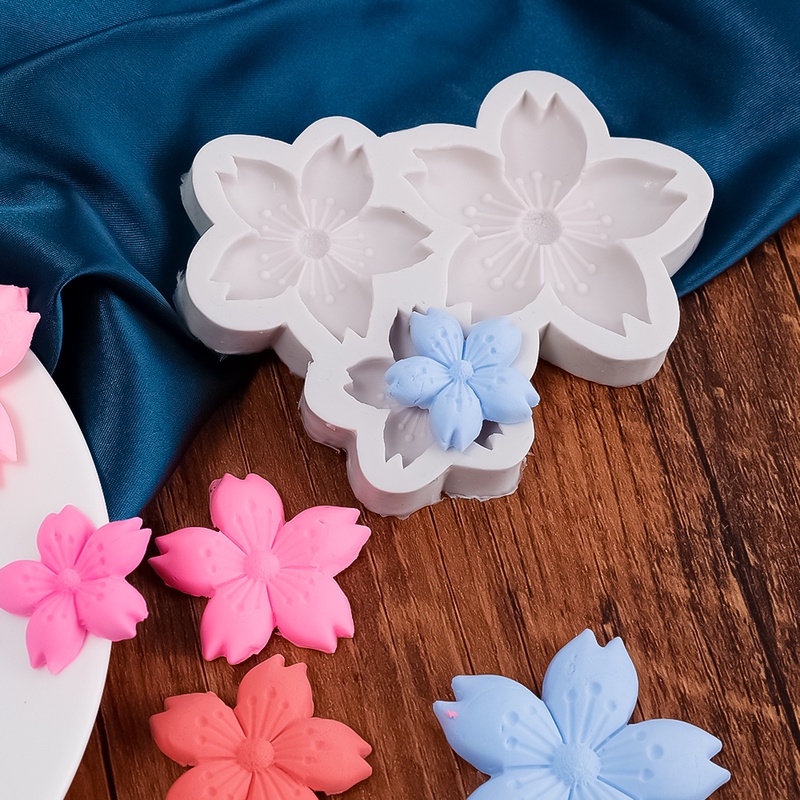 Khuôn Làm Nến Bằng Silicone Chịu Nhiệt Hình Hoa Anh Đào DIY