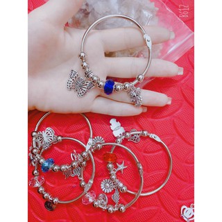 Kiềng tay không gỉ mix đá hình thật